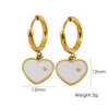 1 Pair Elegant Heart Shape Enamel Plating Stainless Steel 14k Gold Plated Drop Earrings