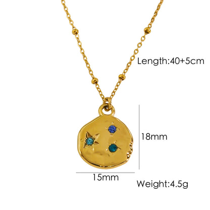 Vintage Style Star Cookies Stainless Steel Plating Inlay Zircon 14k Gold Plated Pendant Necklace