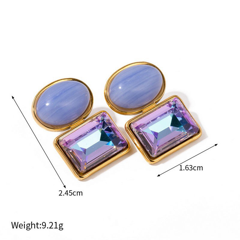 1 Pair Basic Square Oval Plating Titanium Steel Drop Earrings