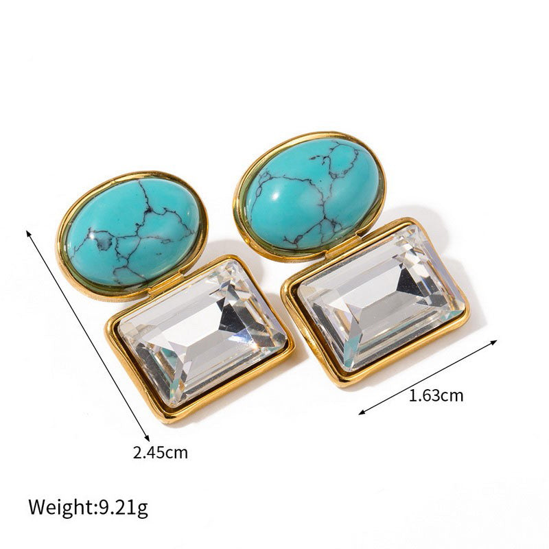 1 Pair Basic Square Oval Plating Titanium Steel Drop Earrings