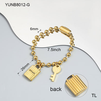 Simple Style Solid Color Stainless Steel Plating Chain 18k Gold Plated Bracelets