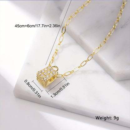 Ig Style Simple Style Lock Copper Plating Inlay Zircon Gold Plated Pendant Necklace