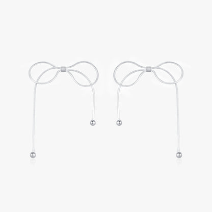 1 Pair Simple Style Bow Knot Plating Sterling Silver Rhodium Plated Ear Studs