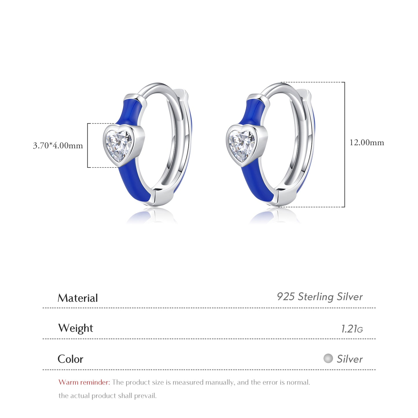 1 Pair Elegant Simple Style Heart Shape Epoxy Plating Inlay Sterling Silver Zircon Rhodium Plated Earrings