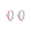 1 Pair Elegant Simple Style Heart Shape Epoxy Plating Inlay Sterling Silver Zircon Rhodium Plated Earrings