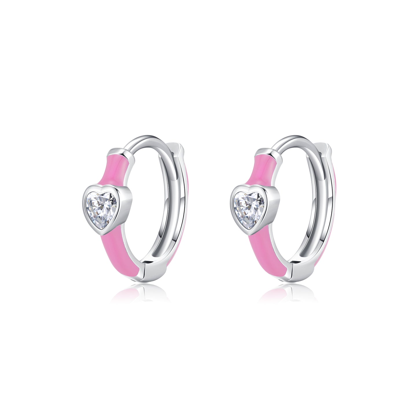 1 Pair Elegant Simple Style Heart Shape Epoxy Plating Inlay Sterling Silver Zircon Rhodium Plated Earrings