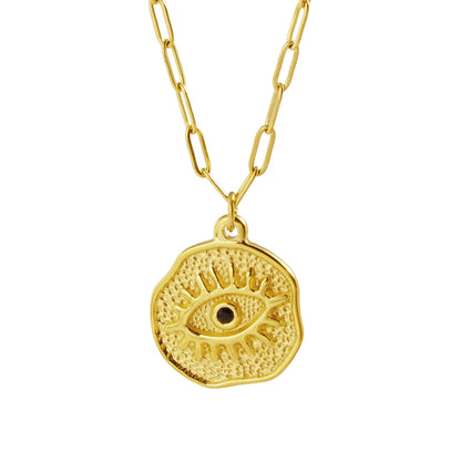 Vintage Style Devil's Eye Stainless Steel Plating 18k Gold Plated Necklace