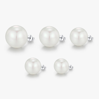 1 Pair Elegant Classic Style Round Plating Inlay Sterling Silver Artificial Pearls Rhodium Plated Ear Studs