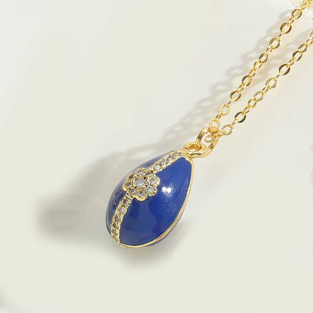 Vintage Style Simple Style Water Droplets Copper Enamel Plating Inlay Zircon 14k Gold Plated Pendant Necklace