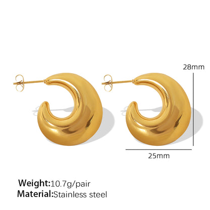 1 Pair Retro C Shape Plating Titanium Steel 18k Gold Plated Ear Studs