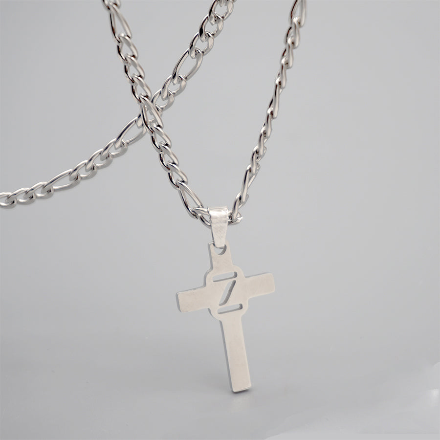 Hip-hop Punk Cross Letter Titanium Steel Pendant Necklace