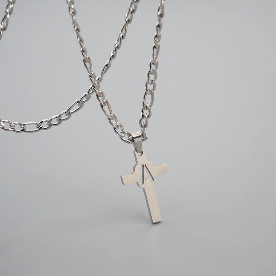 Hip-hop Punk Cross Letter Titanium Steel Pendant Necklace