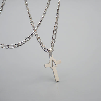 Hip-hop Punk Cross Letter Titanium Steel Pendant Necklace