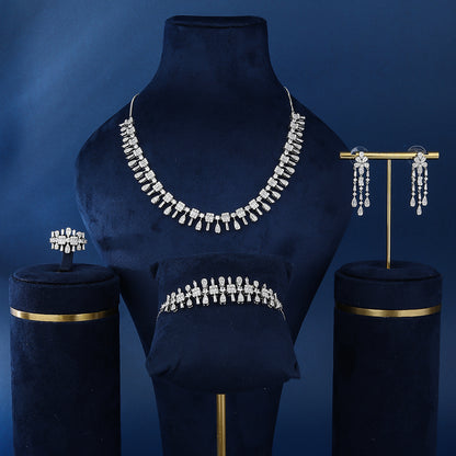 Glam Luxurious Geometric Copper Plating Inlay Zircon Jewelry Set