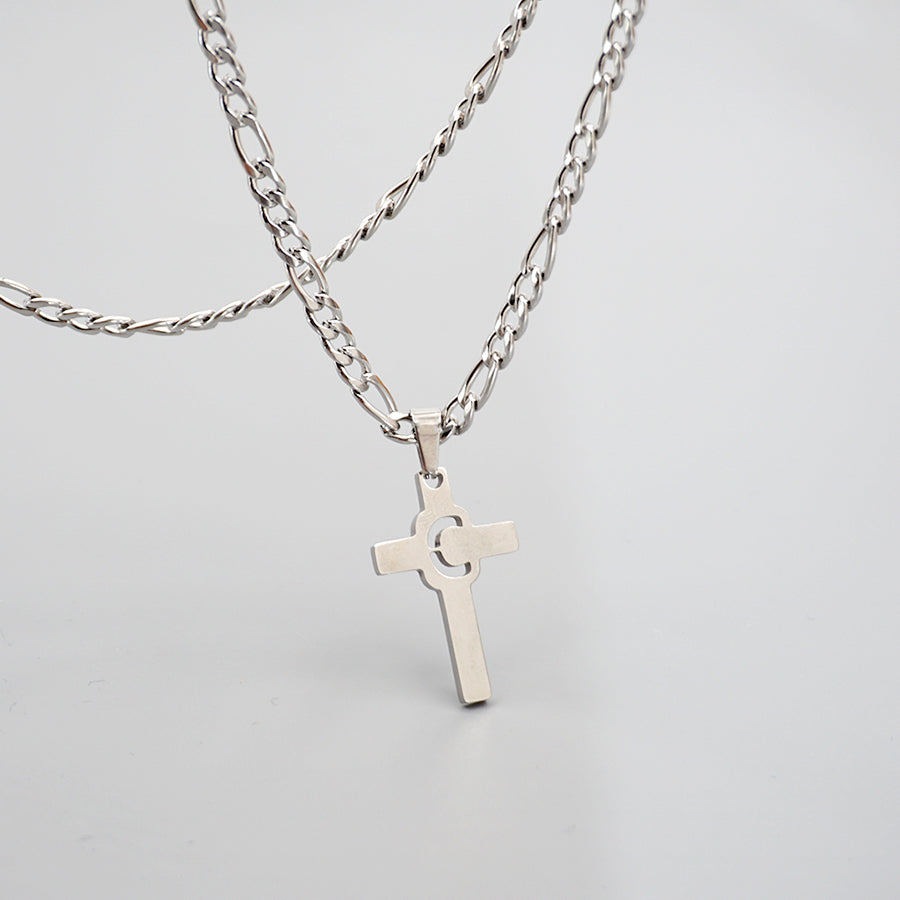 Hip-hop Punk Cross Letter Titanium Steel Pendant Necklace