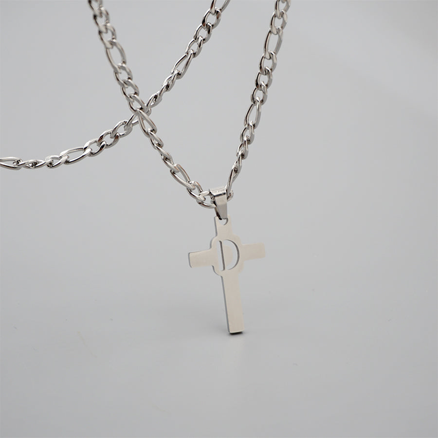 Hip-hop Punk Cross Letter Titanium Steel Pendant Necklace