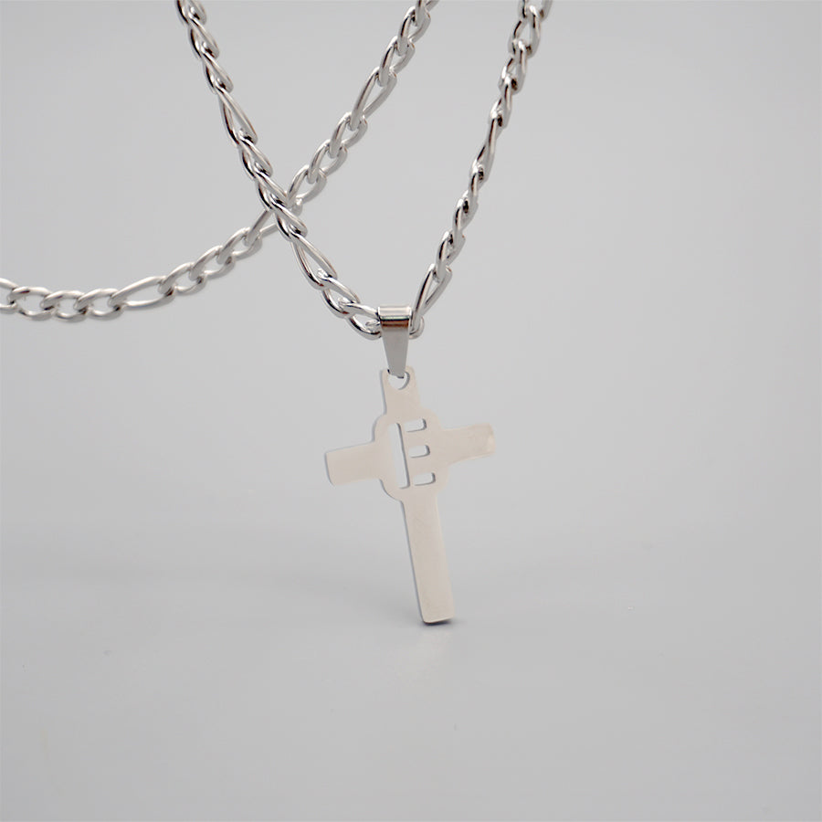 Hip-hop Punk Cross Letter Titanium Steel Pendant Necklace