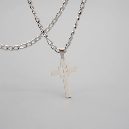 Hip-hop Punk Cross Letter Titanium Steel Pendant Necklace