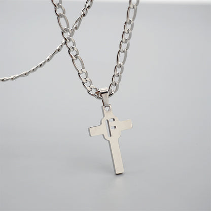 Hip-hop Punk Cross Letter Titanium Steel Pendant Necklace