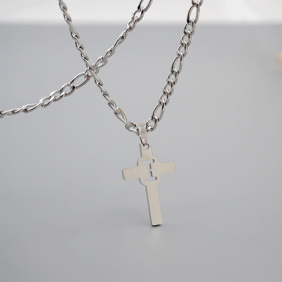 Hip-hop Punk Cross Letter Titanium Steel Pendant Necklace