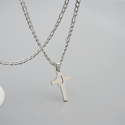 Hip-hop Punk Cross Letter Titanium Steel Pendant Necklace