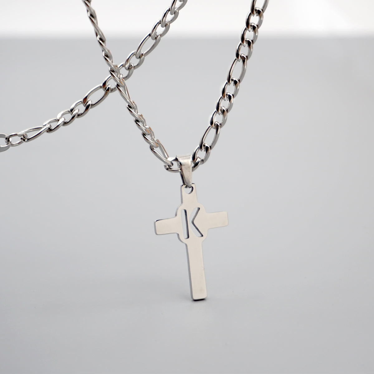 Hip-hop Punk Cross Letter Titanium Steel Pendant Necklace