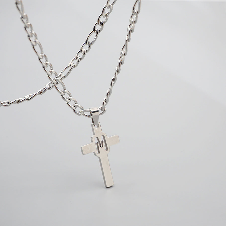 Hip-hop Punk Cross Letter Titanium Steel Pendant Necklace