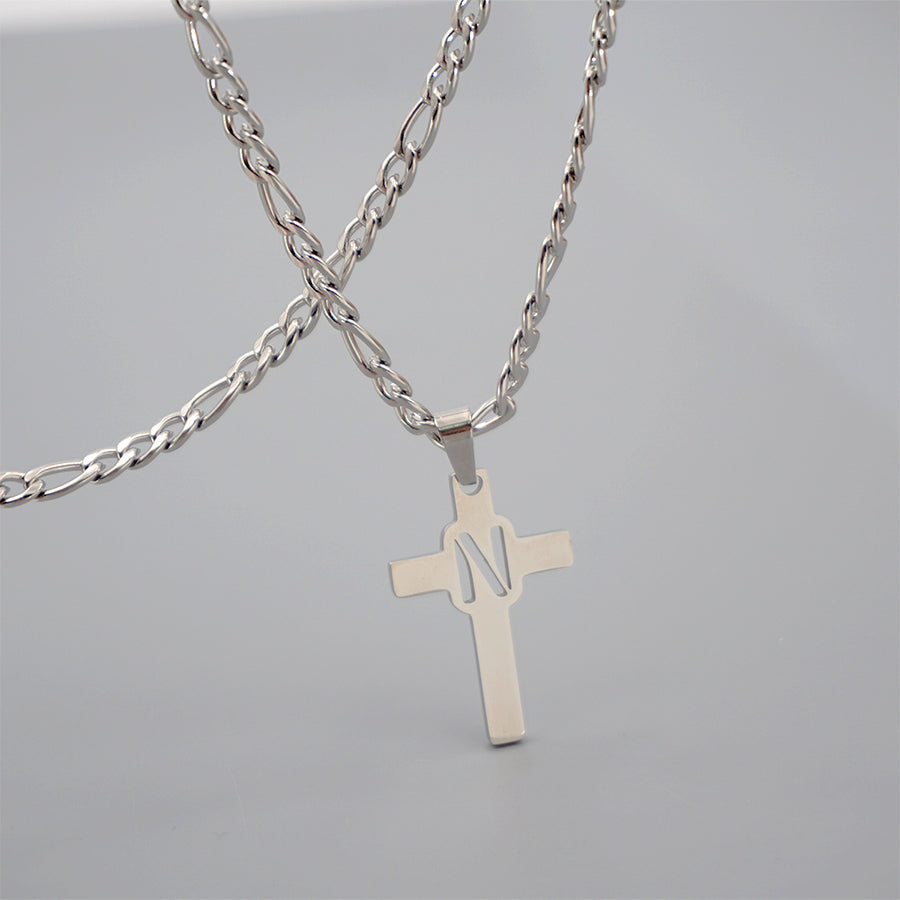 Hip-hop Punk Cross Letter Titanium Steel Pendant Necklace