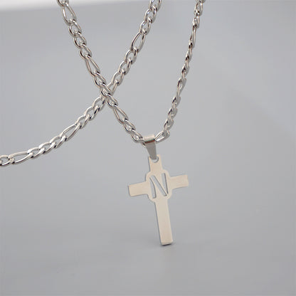 Hip-hop Punk Cross Letter Titanium Steel Pendant Necklace