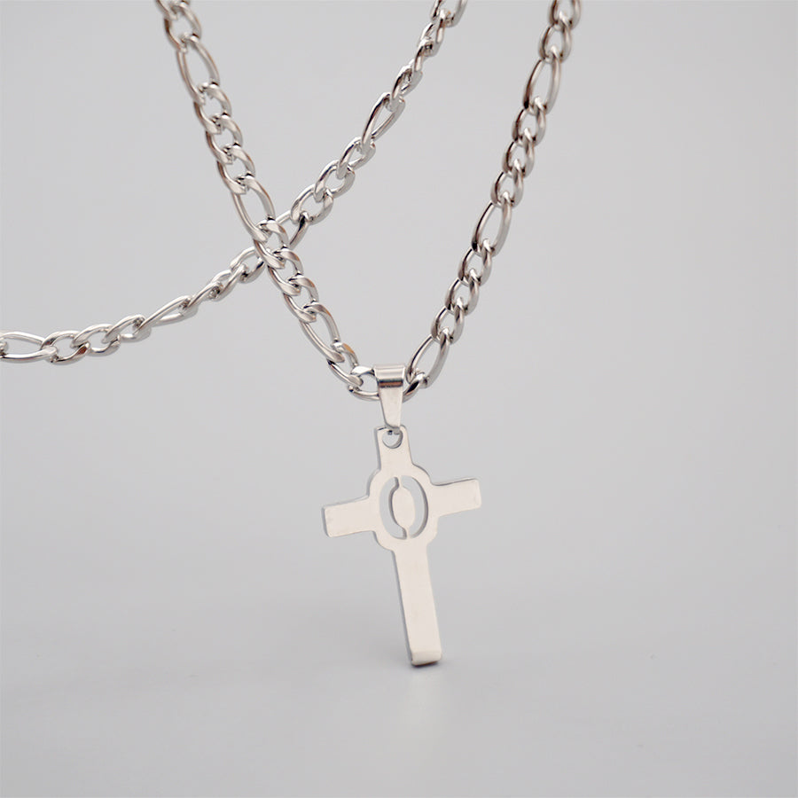 Hip-hop Punk Cross Letter Titanium Steel Pendant Necklace