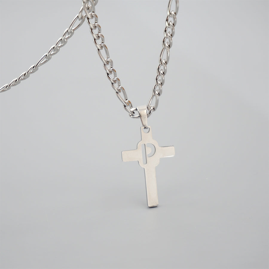 Hip-hop Punk Cross Letter Titanium Steel Pendant Necklace