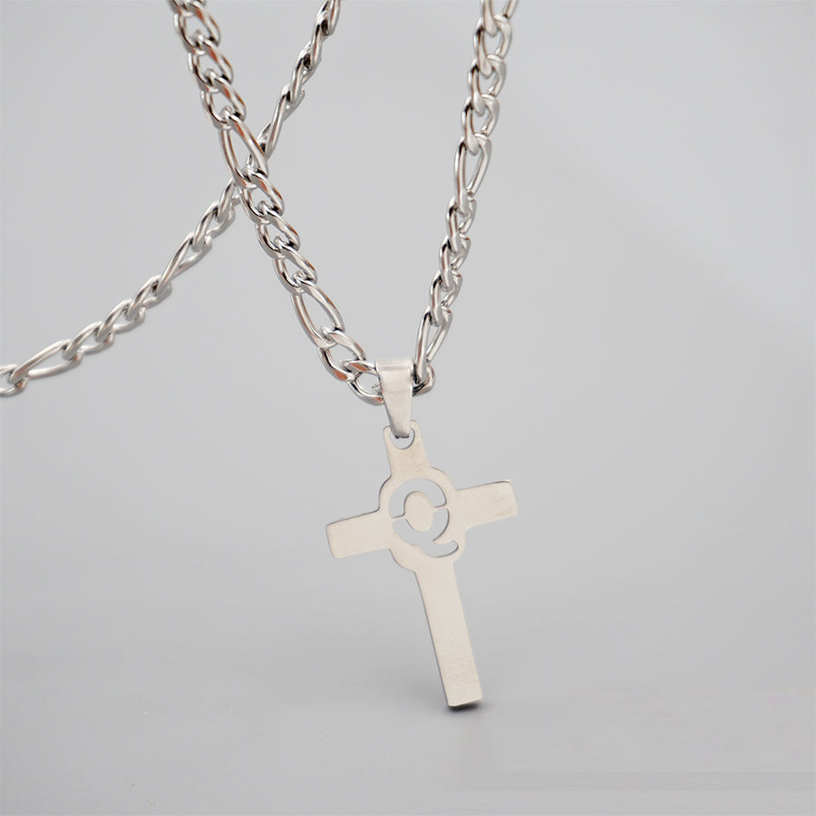 Hip-hop Punk Cross Letter Titanium Steel Pendant Necklace