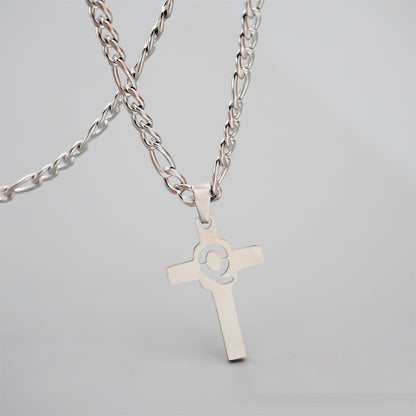 Hip-hop Punk Cross Letter Titanium Steel Pendant Necklace