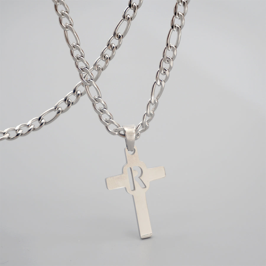 Hip-hop Punk Cross Letter Titanium Steel Pendant Necklace