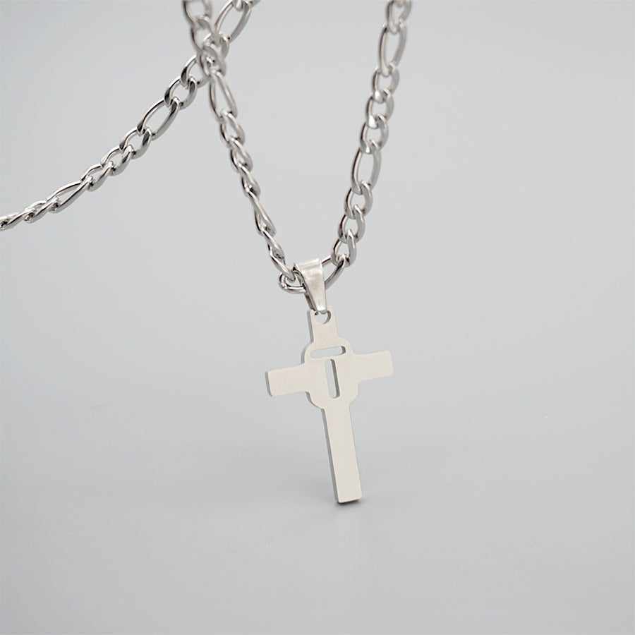 Hip-hop Punk Cross Letter Titanium Steel Pendant Necklace