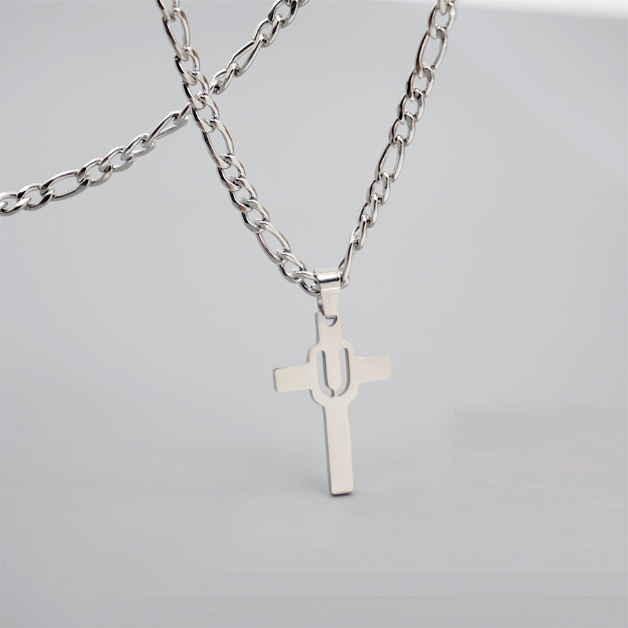 Hip-hop Punk Cross Letter Titanium Steel Pendant Necklace