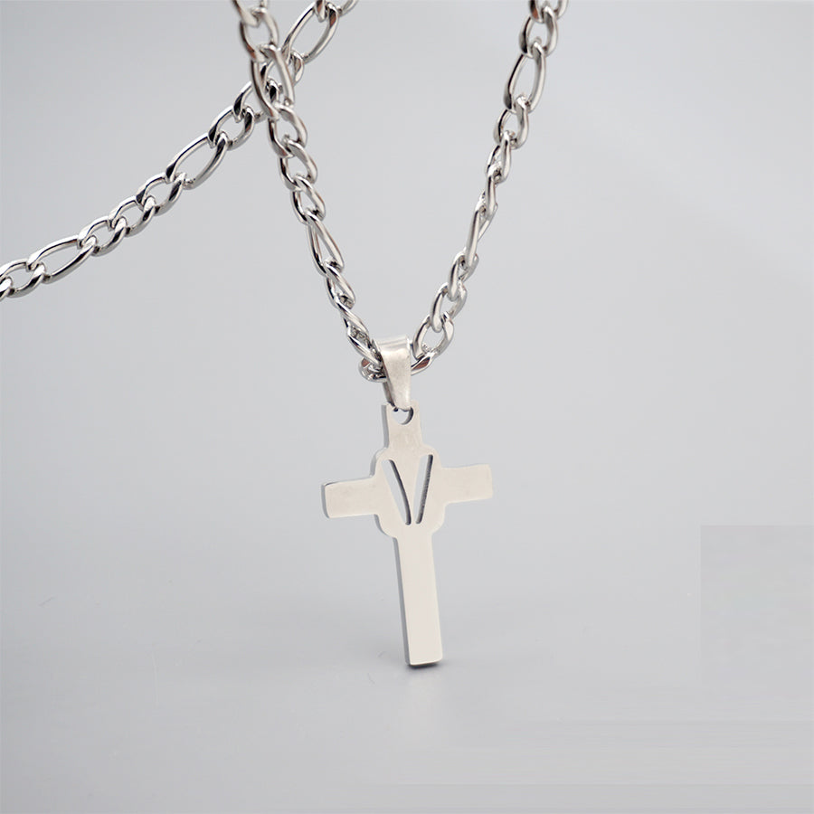 Hip-hop Punk Cross Letter Titanium Steel Pendant Necklace