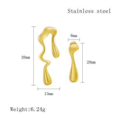 1 Pair Elegant Simple Style Water Droplets Plating Stainless Steel 18k Gold Plated Drop Earrings