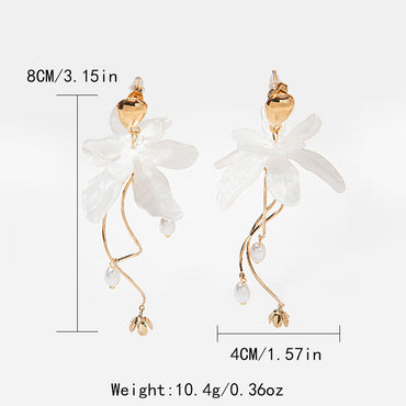 1 Pair Elegant Sweet Flower Plating Stainless Steel Arylic Gold Plated Drop Earrings