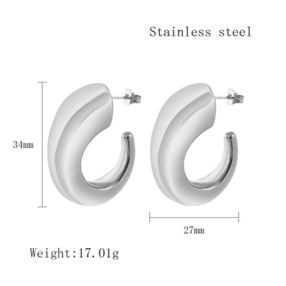 1 Pair Classic Style C Shape Horns Plating Stainless Steel 18k Gold Plated Ear Studs