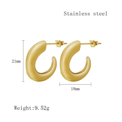 1 Pair Classic Style C Shape Horns Plating Stainless Steel 18k Gold Plated Ear Studs