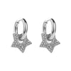 1 Pair Simple Style Pentagram Stainless Steel Rhinestones Drop Earrings