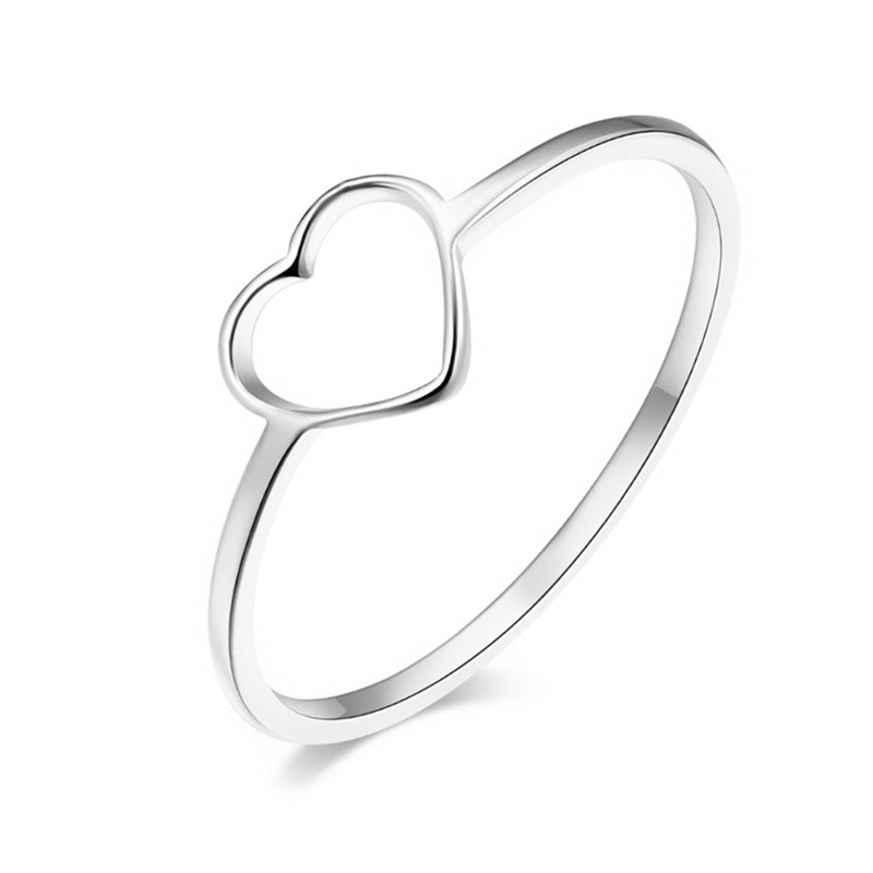 Titanium Steel Simple Style Heart Shape Plating Hollow Out Rings