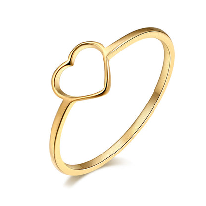 Titanium Steel Simple Style Heart Shape Plating Hollow Out Rings