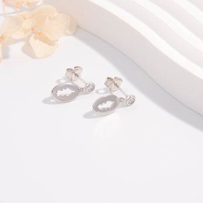 1 Piece Elegant Simple Style Solid Color Plating Sterling Silver Zircon White Gold Plated Ear Studs