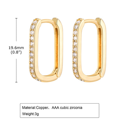 1 Pair Ig Style Shiny Geometric Plating Copper Zircon 18k Gold Plated Hoop Earrings