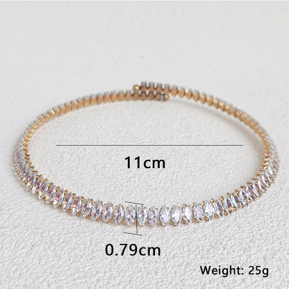 Elegant Solid Color Copper Plating Inlay Zircon Gold Plated Bangle