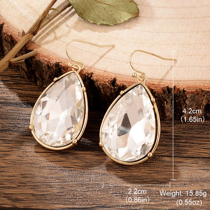 1 Pair IG Style Elegant Water Droplets Alloy Rhinestones Drop Earrings