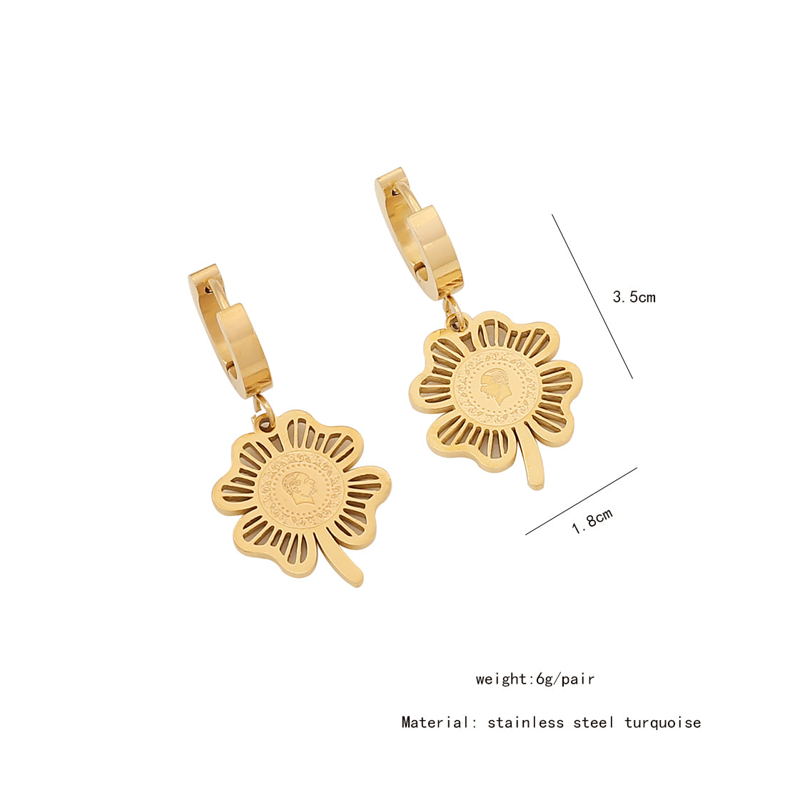 Retro Commute Eye Flower Stainless Steel Plating Hollow Out Earrings Necklace