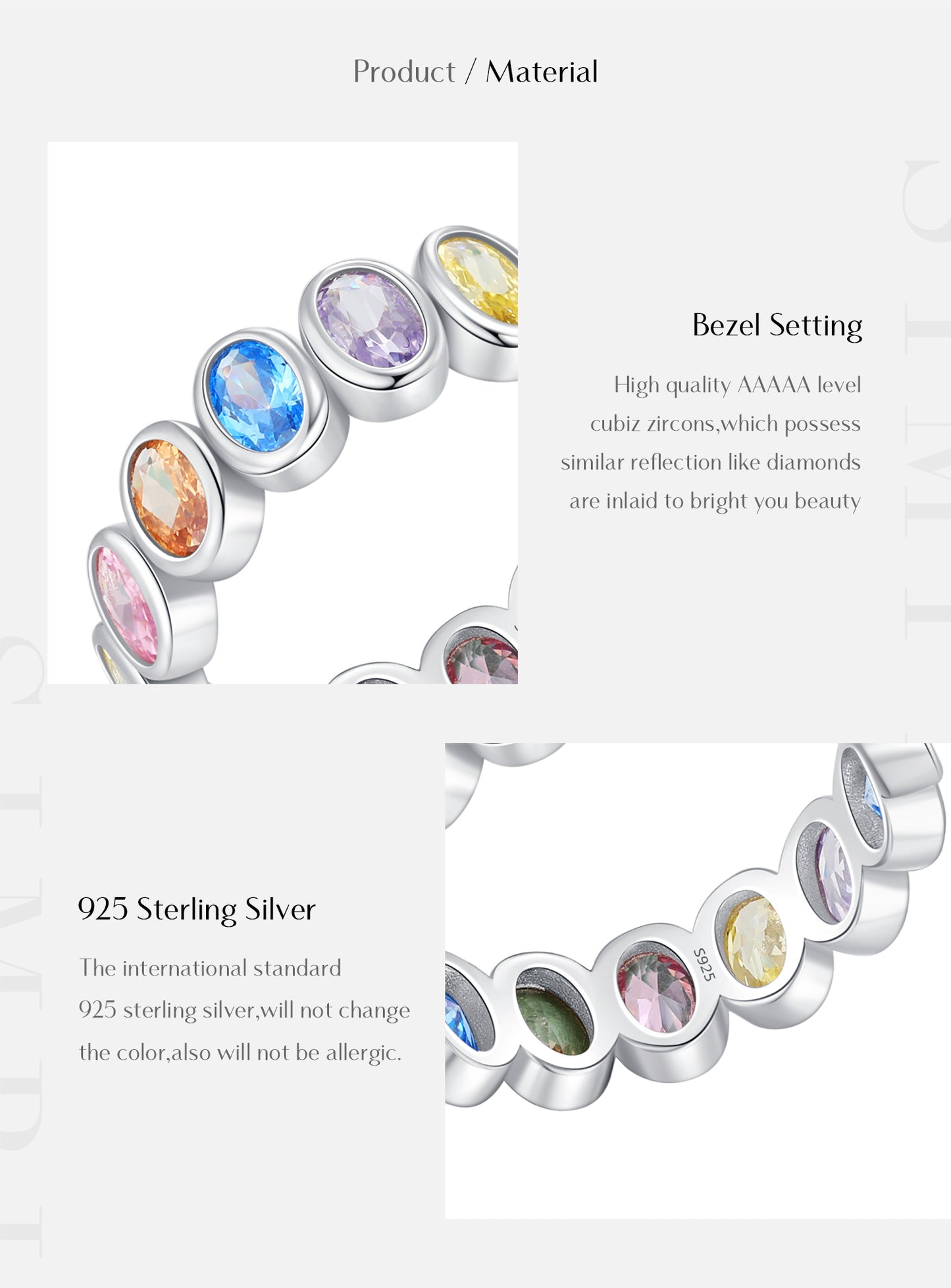 Ig Style Retro Luxurious Oval Sterling Silver Plating Inlay Zircon Rhodium Plated Rings